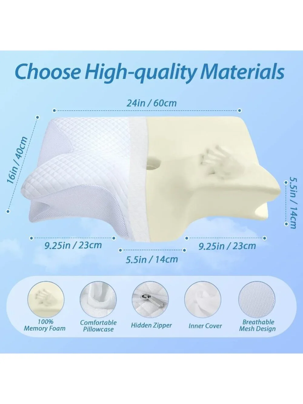 〽️Memory Foam Cervical 2 in 1 Ergonomic Contour Orthopedic Neck Pain Pillow